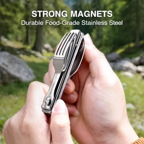 Roxon 3-in-1 Camping Utensils Set with Case (Knife, Spoon, Fork) Silver | Compact Food-Grade Stainless Steel thumbnail 8