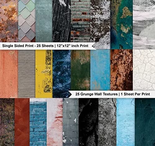 Inkdotpot Grunge Wall Theme Scrapbook Paper Pad 12x12 Inch (30.48x30.48 cm) | 25 Sheets Single-Sided Acid-Free Cardstock thumbnail 2