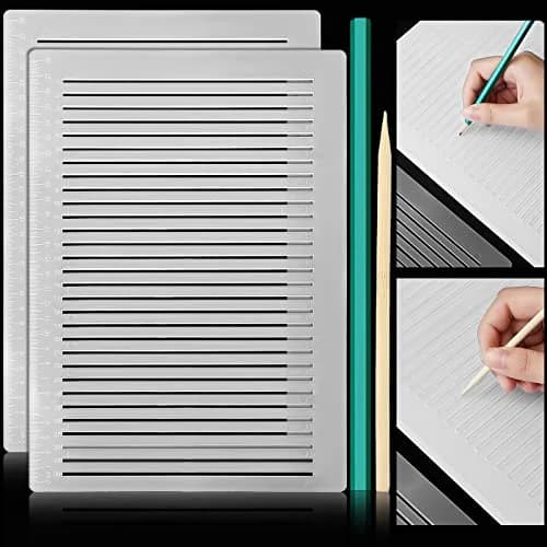 Fainne 2-Pack Plastic Straight Line Stencil Template 29cm (11.4 Inch) | Tidy Handwriting & Lettering Guide thumbnail 1
