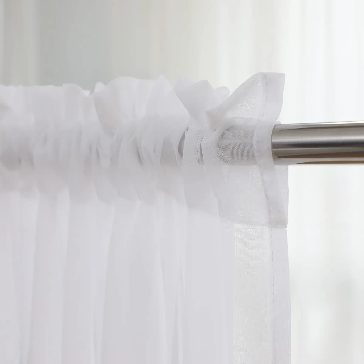 PHILEASY White Sheer Curtains 45 Inches Long - 2 Panels (52"W x 45"L) - view 4
