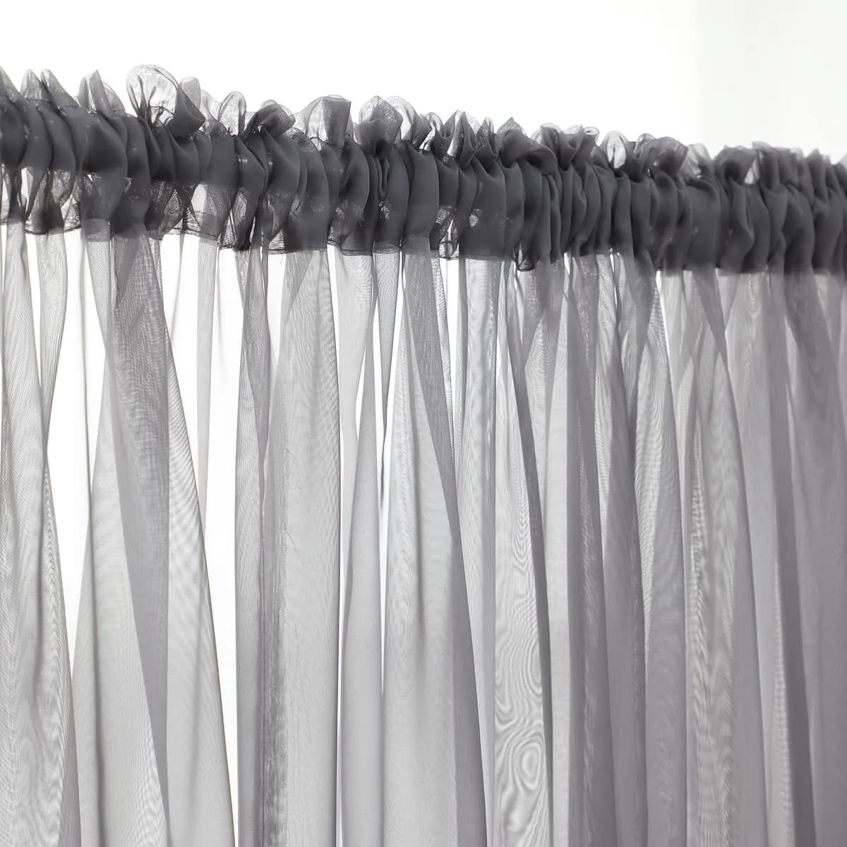 PHILEASY Dark Gray Sheer Curtains 45" Long x 52" Wide | Light-Filtering Rod Pocket Panels - view 4