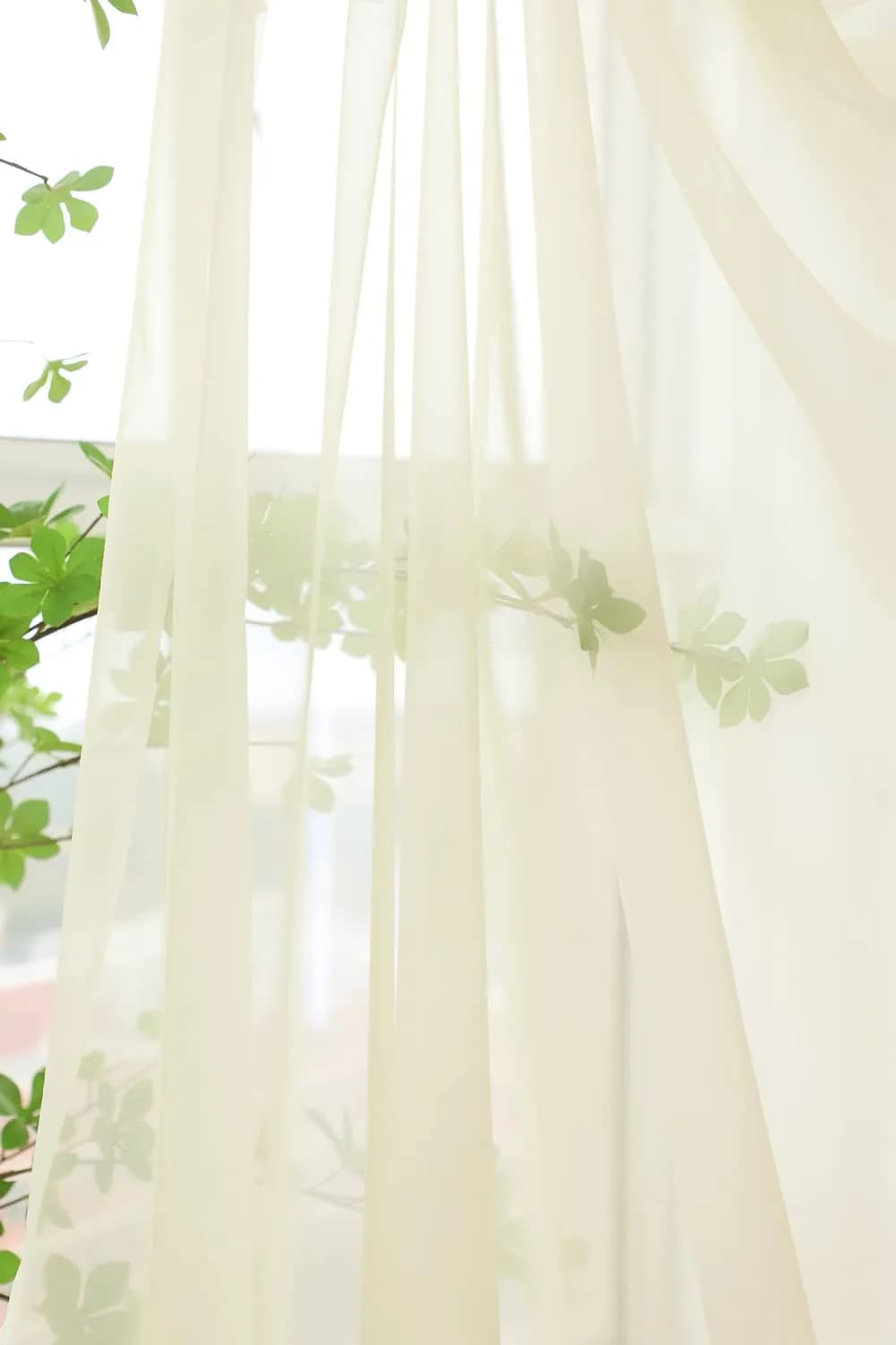 PHILEASY Light Yellow Sheer Curtains 45" Long | Pack of 2 Light-Filtering Rod Pocket Panels - view 4