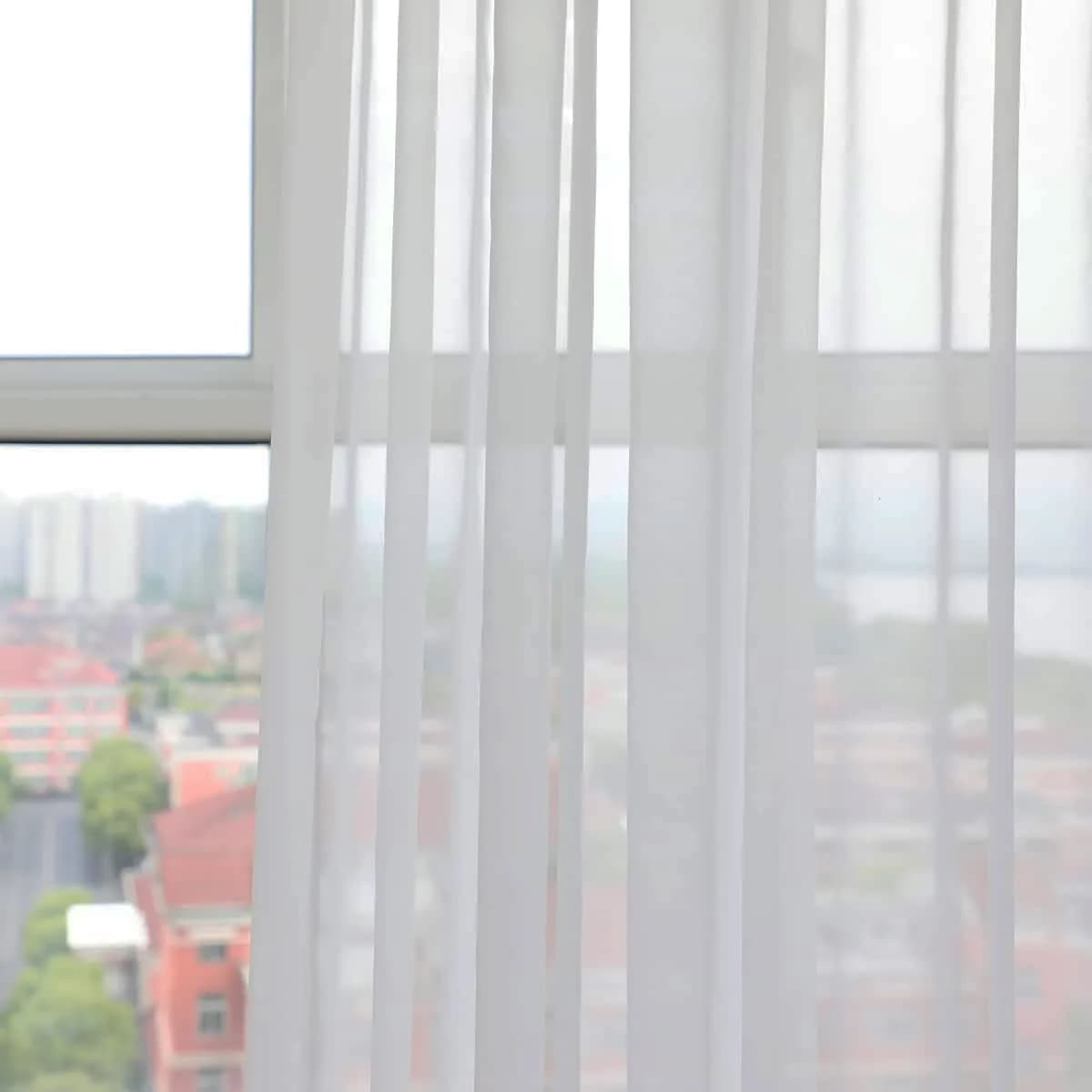 PHILEASY Ivory Sheer Curtains 45" L x 52" W - Pack of 2 Light-Filtering Rod Pocket Panels - view 3
