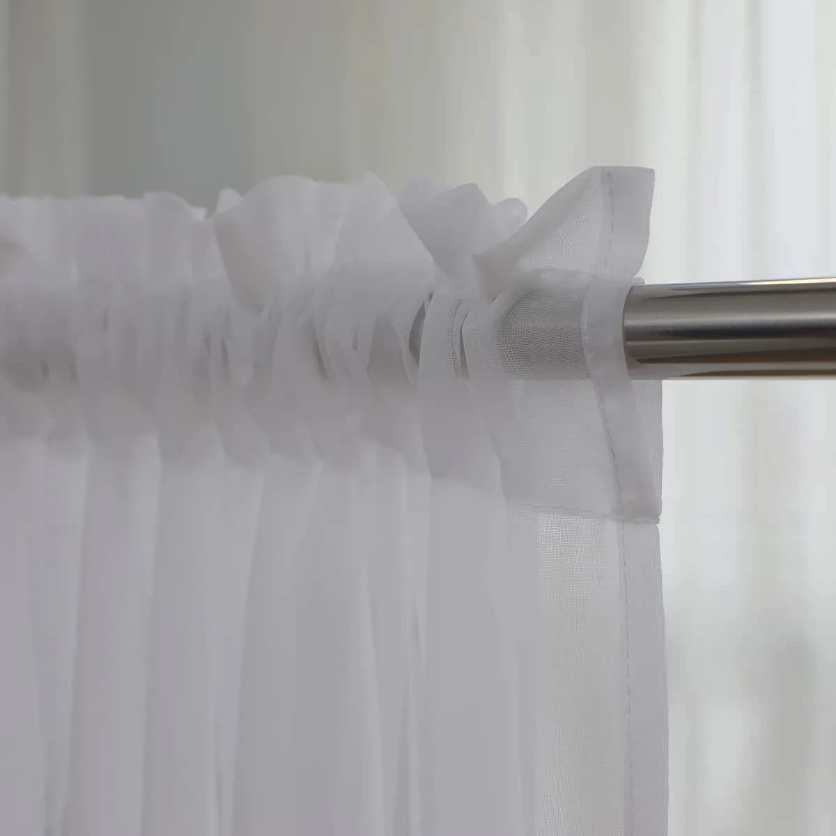 PHILEASY Ivory Sheer Curtains 45" L x 52" W - Pack of 2 Light-Filtering Rod Pocket Panels - view 4