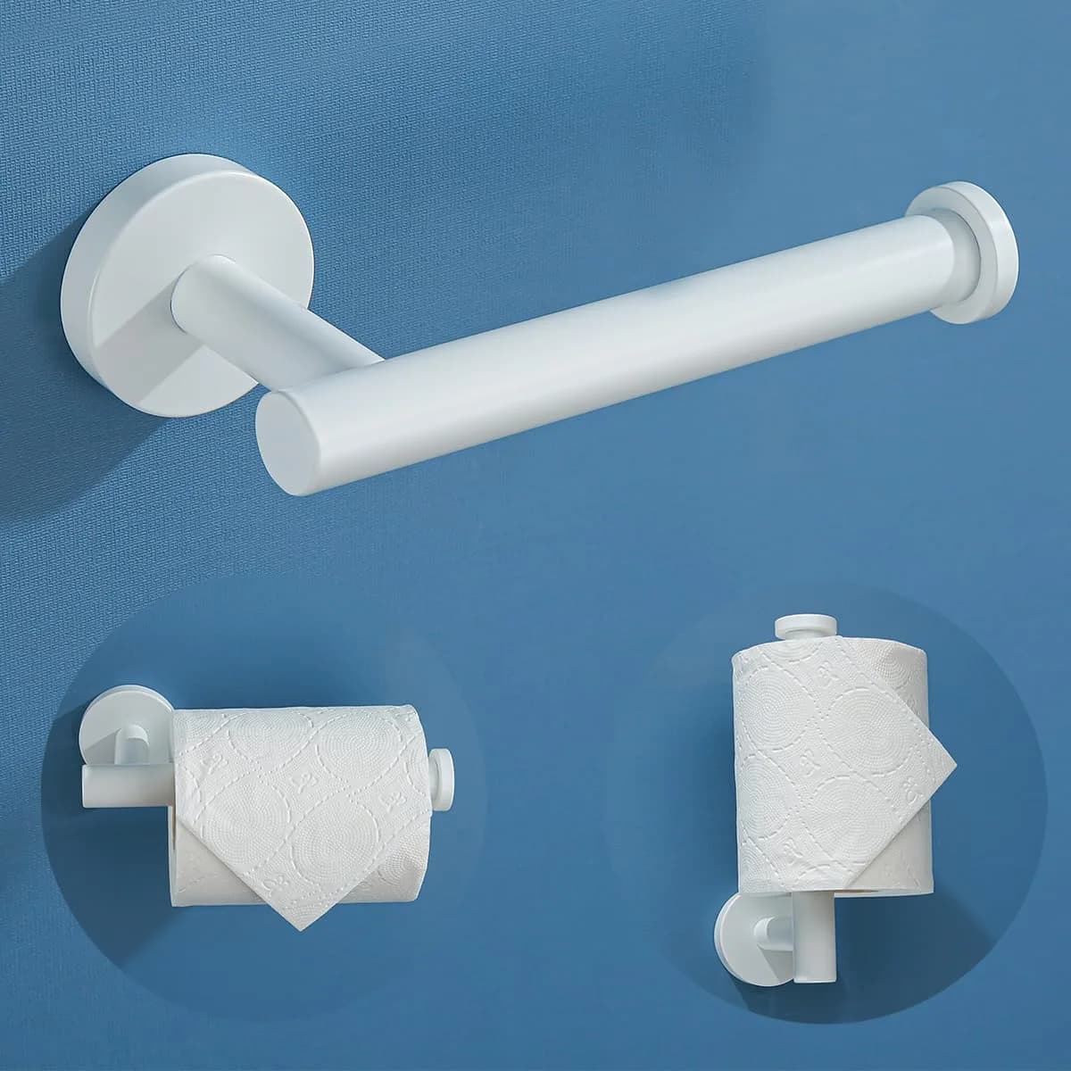 SEABEFORE Orange Toilet Paper Holder SUS304 Stainless Steel | Modern Wall Mount, 6 inch TP Holder for Kitchen Washroom — White