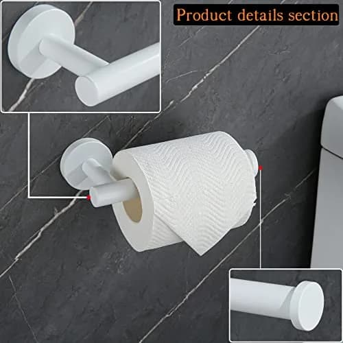 SEABEFORE White Toilet Paper Holder Wall-Mounted | Contemporary Stainless Steel Design thumbnail 8