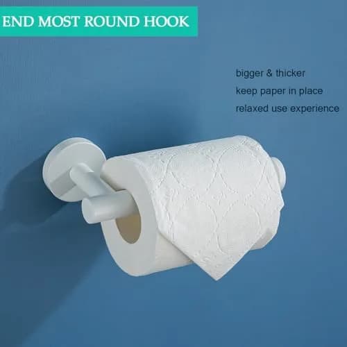 SEABEFORE White Toilet Paper Holder Wall-Mounted | Contemporary Stainless Steel Design thumbnail 3