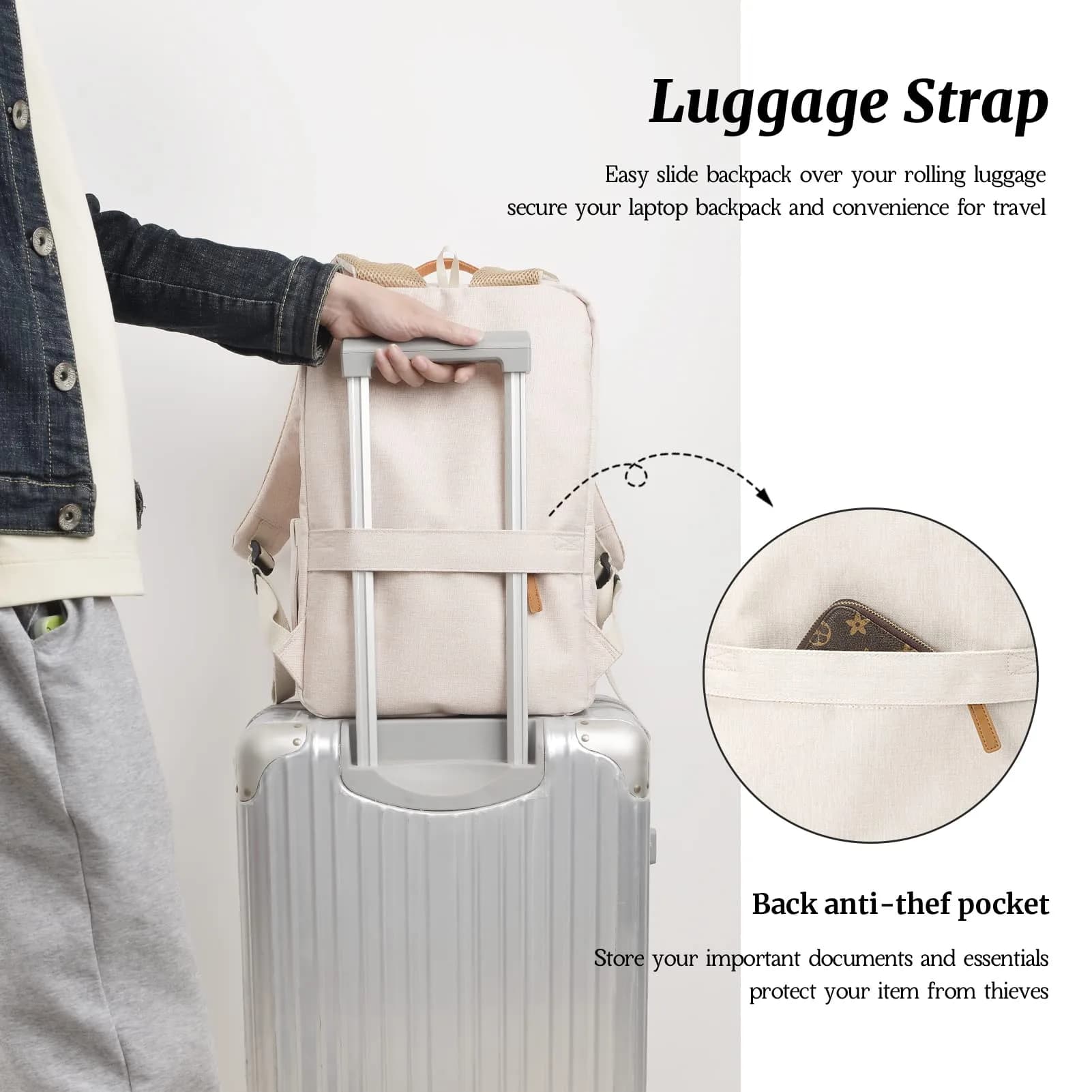 Hp hope Laptop Backpack for Women, 22L Capacity, Beige | Water Resistant Travel & Work Backpack - view 5