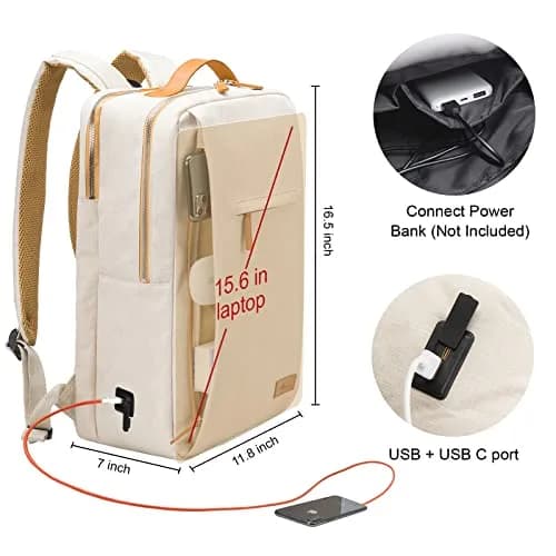 Hp hope Laptop Backpack for Women, 22L Capacity, Beige | Water Resistant Travel & Work Backpack thumbnail 3