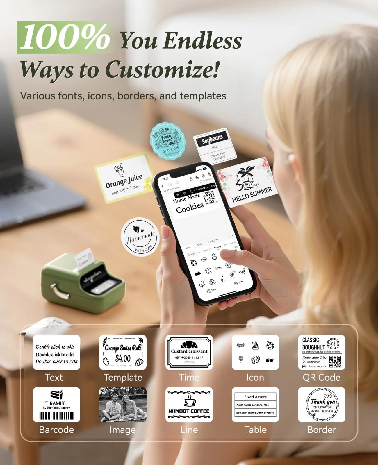 NIIMBOT B21 Thermal Label Maker Printer Green | Portable Bluetooth Connectivity - view 6
