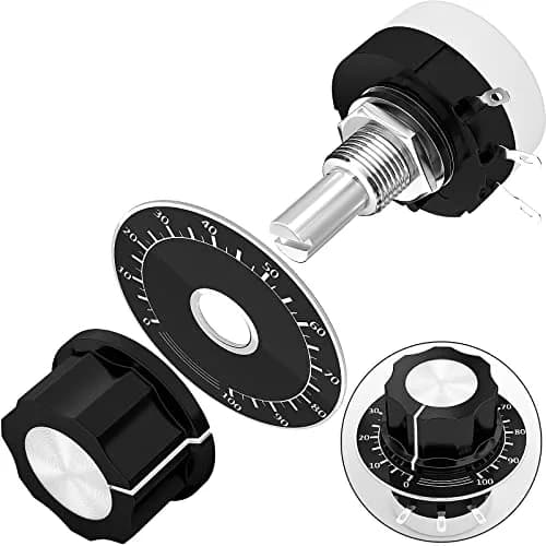 Joinfworld 10K Potentiometer Single Turn Carbon Film Rotary Potentiometer 10K Ohm with A03 Knob & Dial for Inverter Speed Regulation Motor Speed Control thumbnail 1