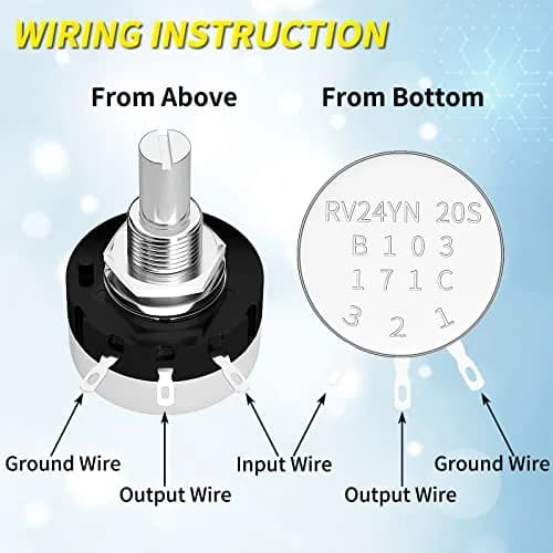 Joinfworld 10K Potentiometer Single Turn Carbon Film Rotary Potentiometer 10K Ohm with A03 Knob & Dial for Inverter Speed Regulation Motor Speed Control thumbnail 5