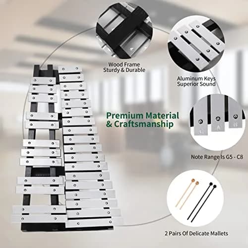 Heuyrao 30 Notes Foldable Glockenspiel Xylophone | Aluminum, Portable, Beginner-Friendly thumbnail 6