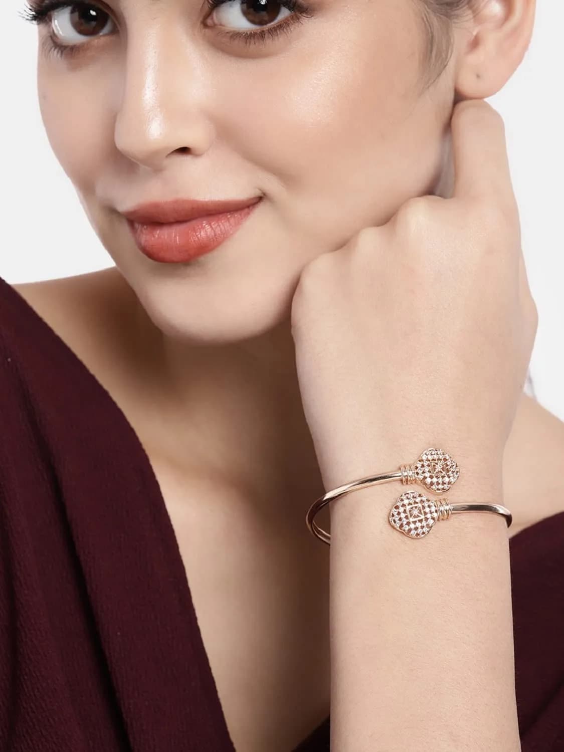 I Jewels Rose Gold Cubic Zirconia Tennis Charm Bracelet 16.5cm (6.5") | Adjustable Friendship Love Gift - view 3
