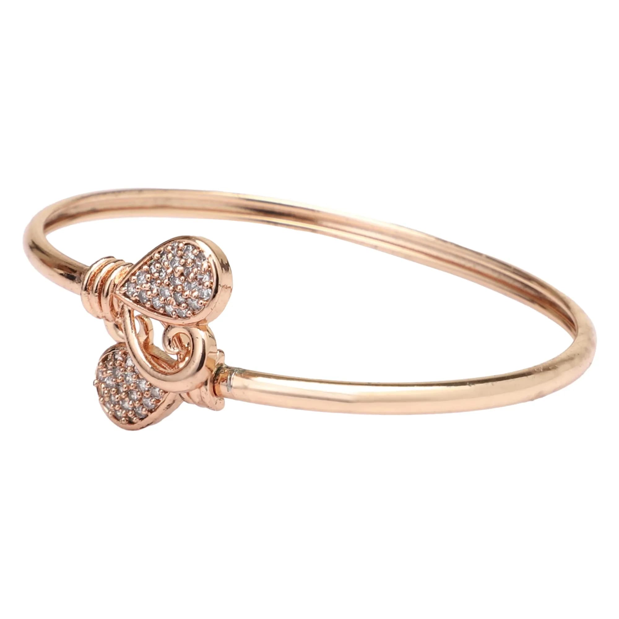 I Jewels Cubic Zirconia Classic Adjustable Tennis Charm Bracelet Rose Gold | 2.6 inches (6.6 cm) - main product image