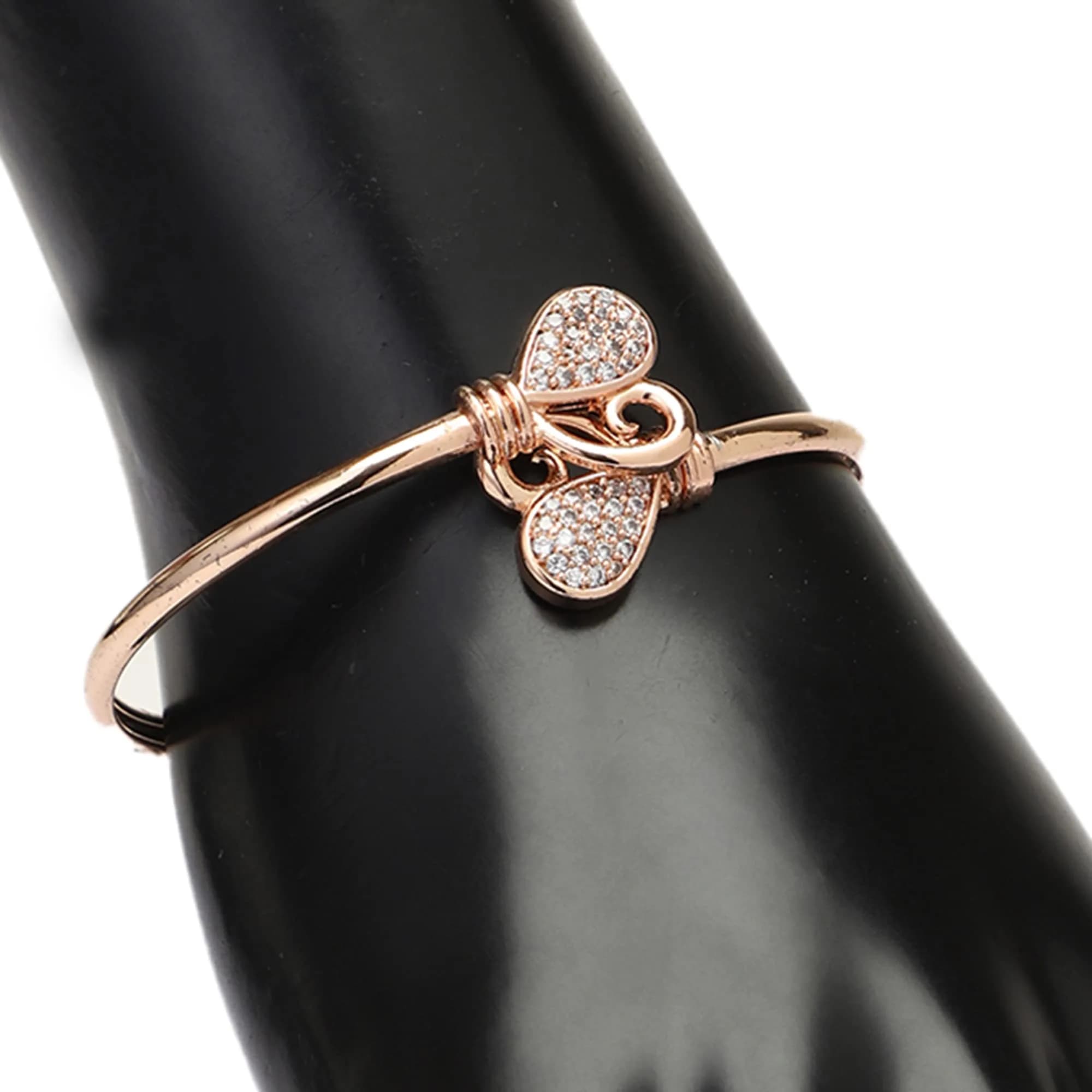 I Jewels Cubic Zirconia Classic Adjustable Tennis Charm Bracelet Rose Gold | 2.6 inches (6.6 cm) - view 3