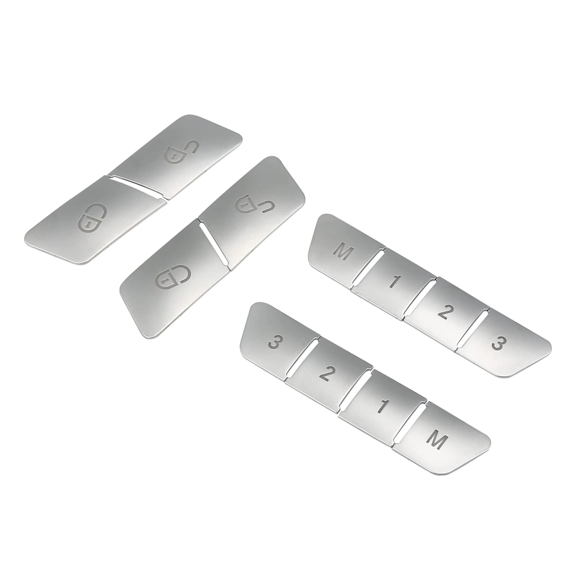 A ABSOPRO Silver Tone Door Lock Unlock Button Sticker Trim Cover Set for Benz A Class 13-17 (12 Pcs) — Silver Tone