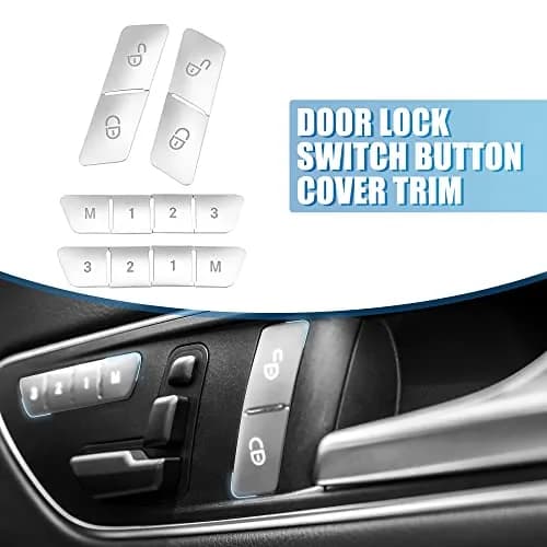 A ABSOPRO Silver Tone Door Lock Unlock Button Sticker Trim Cover Set for Benz A Class 13-17 (12 Pcs) thumbnail 2