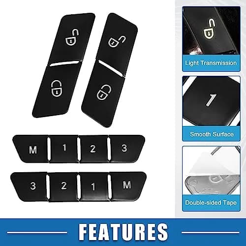 A ABSOPRO Black Door Lock Unlock Button Sticker Trim Cover Set for Mercedes-Benz A Class 2013-2017 (12 Pcs) thumbnail 4