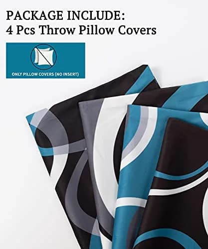 Asrnten Abstract Geometric Throw Pillow Covers Set of 4, 20x20 inches (50x50 cm) | Modern Black & Blue Decor for Sofa thumbnail 5