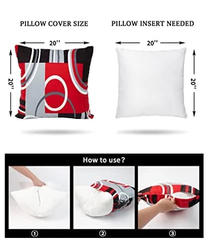 Asrnten Red and Black Abstract Geometric Throw Pillow Covers 50x50 cm (20x20 Inches) Set of 4 | Modern Decorative Cushion Cases for Sofa Bed Couch thumbnail 4