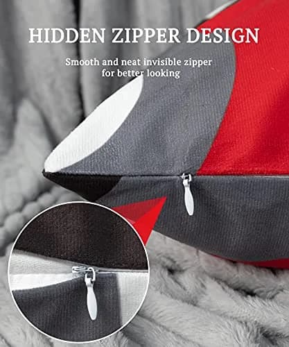 Asrnten Red and Black Abstract Geometric Throw Pillow Covers 50x50 cm (20x20 Inches) Set of 4 | Modern Decorative Cushion Cases for Sofa Bed Couch thumbnail 6