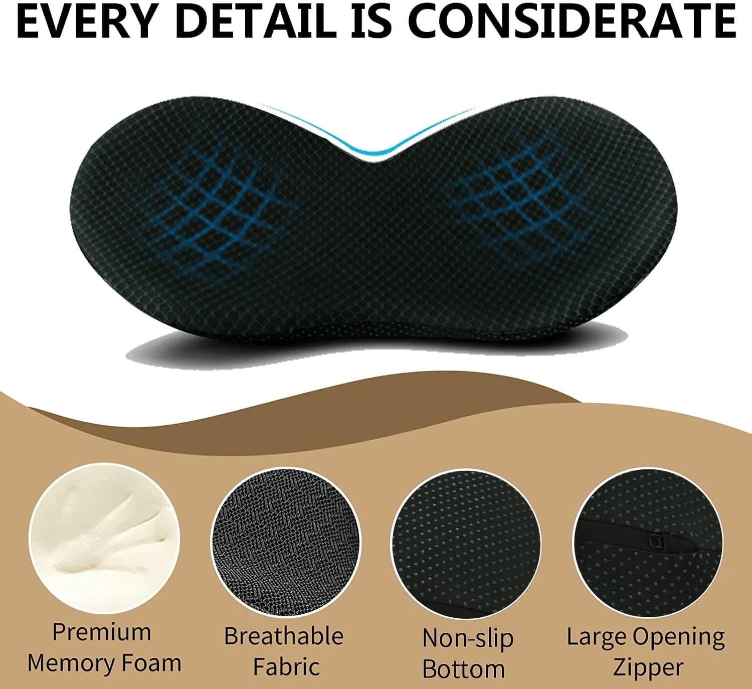 Livtribe Ergonomic Car Seat Cushion with Memory Foam | 43.9cm (17.3") L x 26.7cm (10.5") W x 8.9cm (3.5") H - view 6