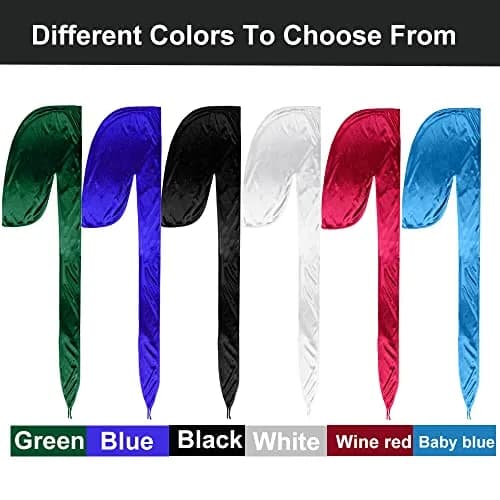 ASKNOTO Silky Durag Headwrap with Long Tail & Wide Straps - 6 Colors (Pack of 6) thumbnail 3