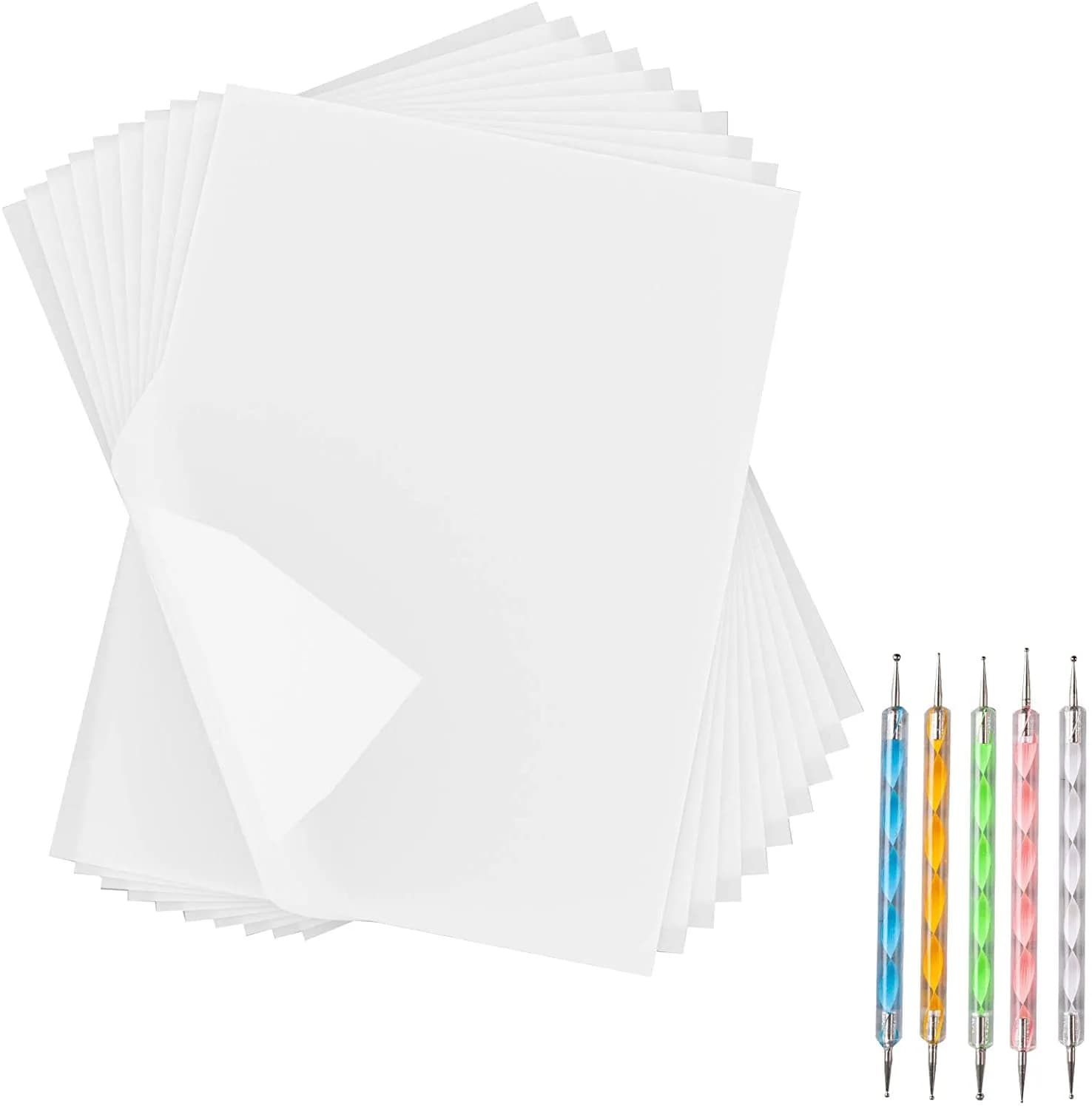 Ueerdand Carbon Transfer Paper - Black Graphite | 50 Sheets, 8.3 x 11.8 Inch, Includes 5 Styluses for Wood, Paper & Canvas — White