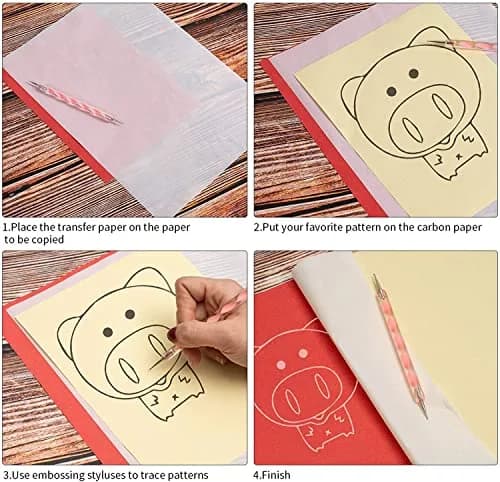 Ueerdand Art Media Paper Transfer Tracing Paper 11.7 x 8.3 Inch | Reusable Carbon Sheets & Styluses for DIY Art & Craft thumbnail 5