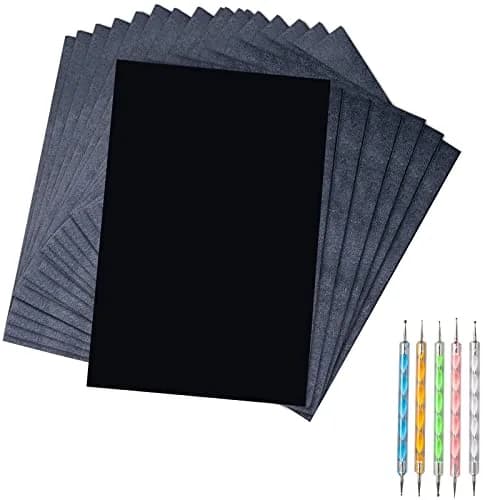 Ueerdand Carbon Transfer Paper - Black Graphite | 50 Sheets, 8.3 x 11.8 Inch, Includes 5 Styluses for Wood, Paper & Canvas thumbnail 1
