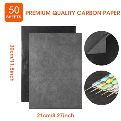 Ueerdand Carbon Transfer Paper - Black Graphite | 50 Sheets, 8.3 x 11.8 Inch, Includes 5 Styluses for Wood, Paper & Canvas thumbnail 2