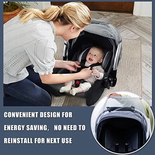 Sysmie Baby Mosquito Net for Infant Car Seat and Doona Stroller, Gray 28x28 Inch | Breathable Mesh for Travel thumbnail 4