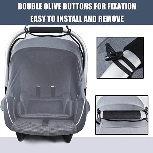 Sysmie Baby Mosquito Net for Infant Car Seat and Doona Stroller, Gray 28x28 Inch | Breathable Mesh for Travel thumbnail 2