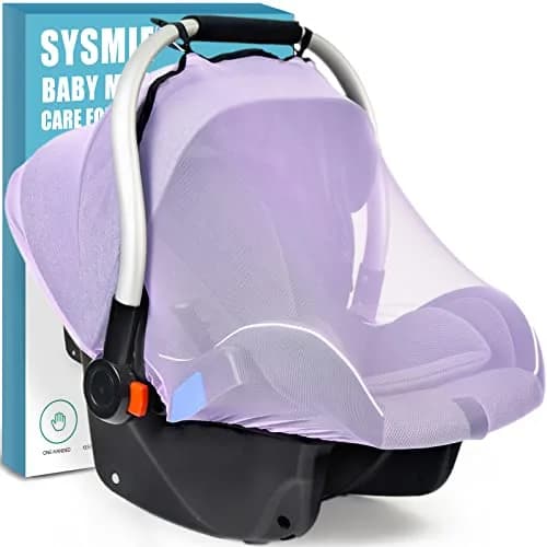 Sysmie Baby Mosquito Net for Infant Car Seat and Stroller, Purple | Breathable Polyester Mesh for Travel thumbnail 1