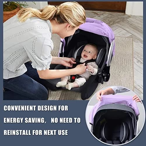 Sysmie Baby Mosquito Net for Infant Car Seat and Stroller, Purple | Breathable Polyester Mesh for Travel thumbnail 4