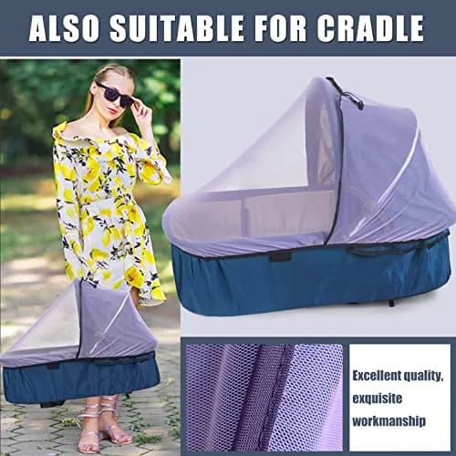Sysmie Baby Mosquito Net for Infant Car Seat and Stroller, Purple | Breathable Polyester Mesh for Travel thumbnail 6