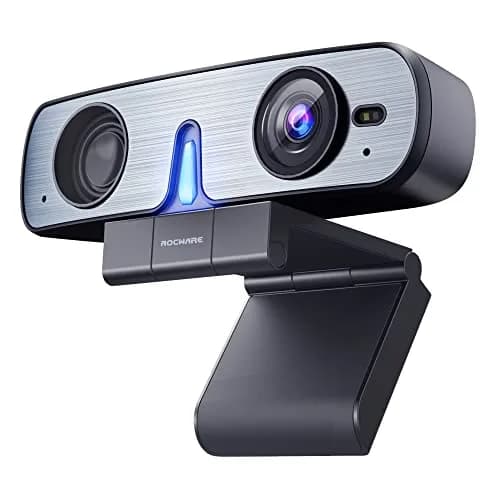 ROCWARE RC08 Webcam with Speaker | 1080p HD, Auto-Focus, Noise Reduction Mic, Low Light, 4X EPTZ, Privacy Cover thumbnail 1