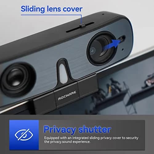 ROCWARE RC08 Webcam with Speaker | 1080p HD, Auto-Focus, Noise Reduction Mic, Low Light, 4X EPTZ, Privacy Cover thumbnail 6