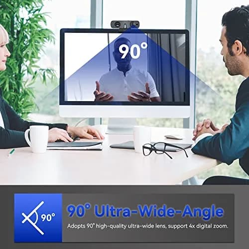 ROCWARE RC08 Webcam with Speaker | 1080p HD, Auto-Focus, Noise Reduction Mic, Low Light, 4X EPTZ, Privacy Cover thumbnail 7
