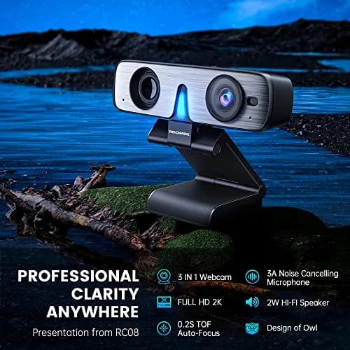 ROCWARE RC08 Webcam with Speaker | 1080p HD, Auto-Focus, Noise Reduction Mic, Low Light, 4X EPTZ, Privacy Cover thumbnail 8