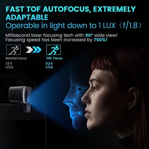 ROCWARE RC08 Webcam with Speaker | 1080p HD, Auto-Focus, Noise Reduction Mic, Low Light, 4X EPTZ, Privacy Cover thumbnail 3