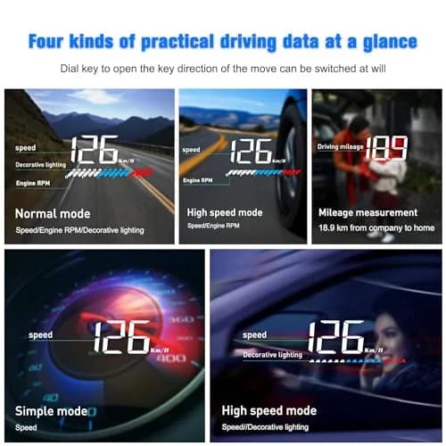 wiiyii Heads up Display for Cars Speedometer 3.5 Inches | Multi-Function GPS & OBD2 Interface thumbnail 5