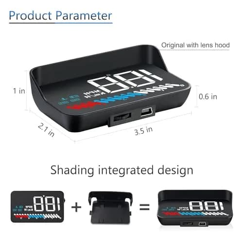 wiiyii Heads up Display for Cars Speedometer 3.5 Inches | Multi-Function GPS & OBD2 Interface thumbnail 7