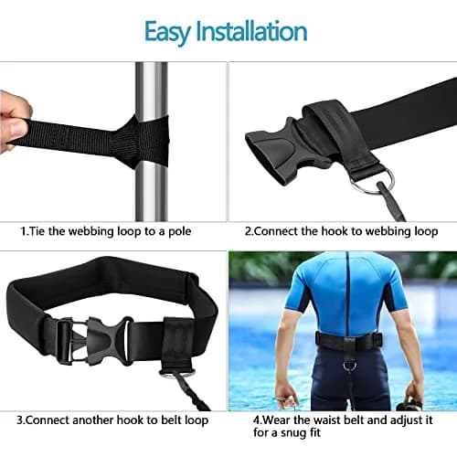 Hikeen Swimming Training Belt with Tether & Waist Strap, Black, 4M (13.1ft) | Swim in Place Resistance Training thumbnail 4