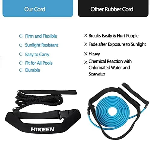 Hikeen Swimming Training Belt with Tether & Waist Strap, Black, 4M (13.1ft) | Swim in Place Resistance Training thumbnail 3