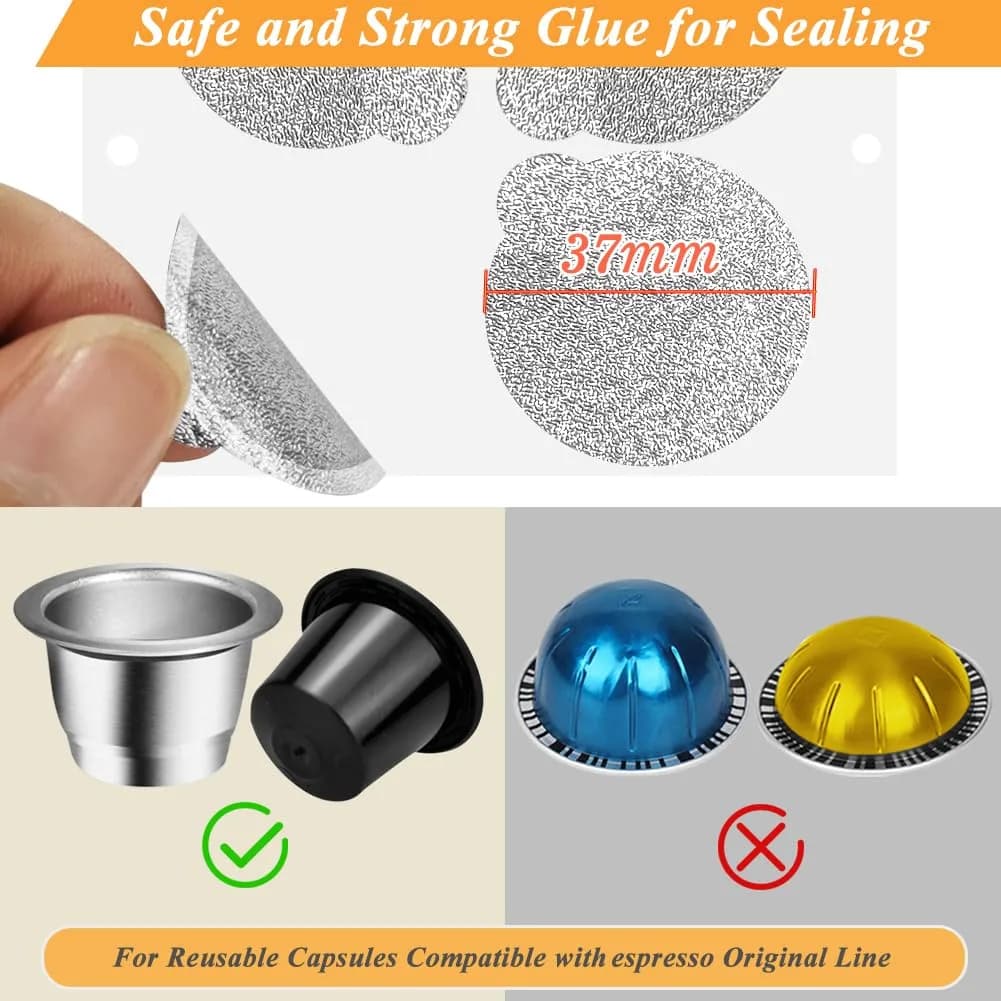 CAPMESSO Aluminum Foil Seals for Nespresso Original Capsules - 120 Count (37mm) | Reusable Pod Lids for Better Brews - view 4