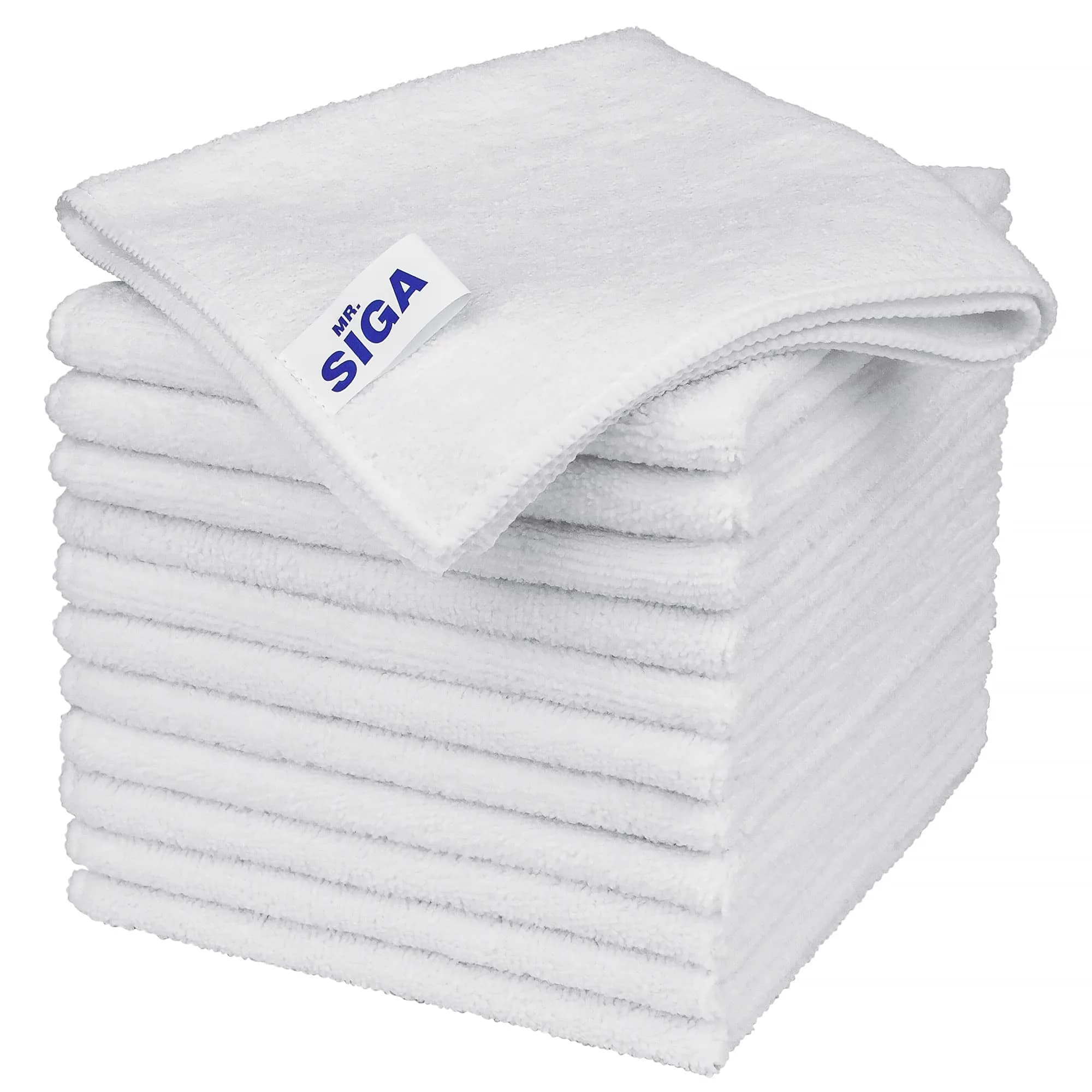 MR.SIGA Microfiber Cleaning Cloths, Streak Free Microfiber Towels, 12 Pack, 32cm x 32cm (12.6" x 12.6") | Absorbent & Lint-Free — White