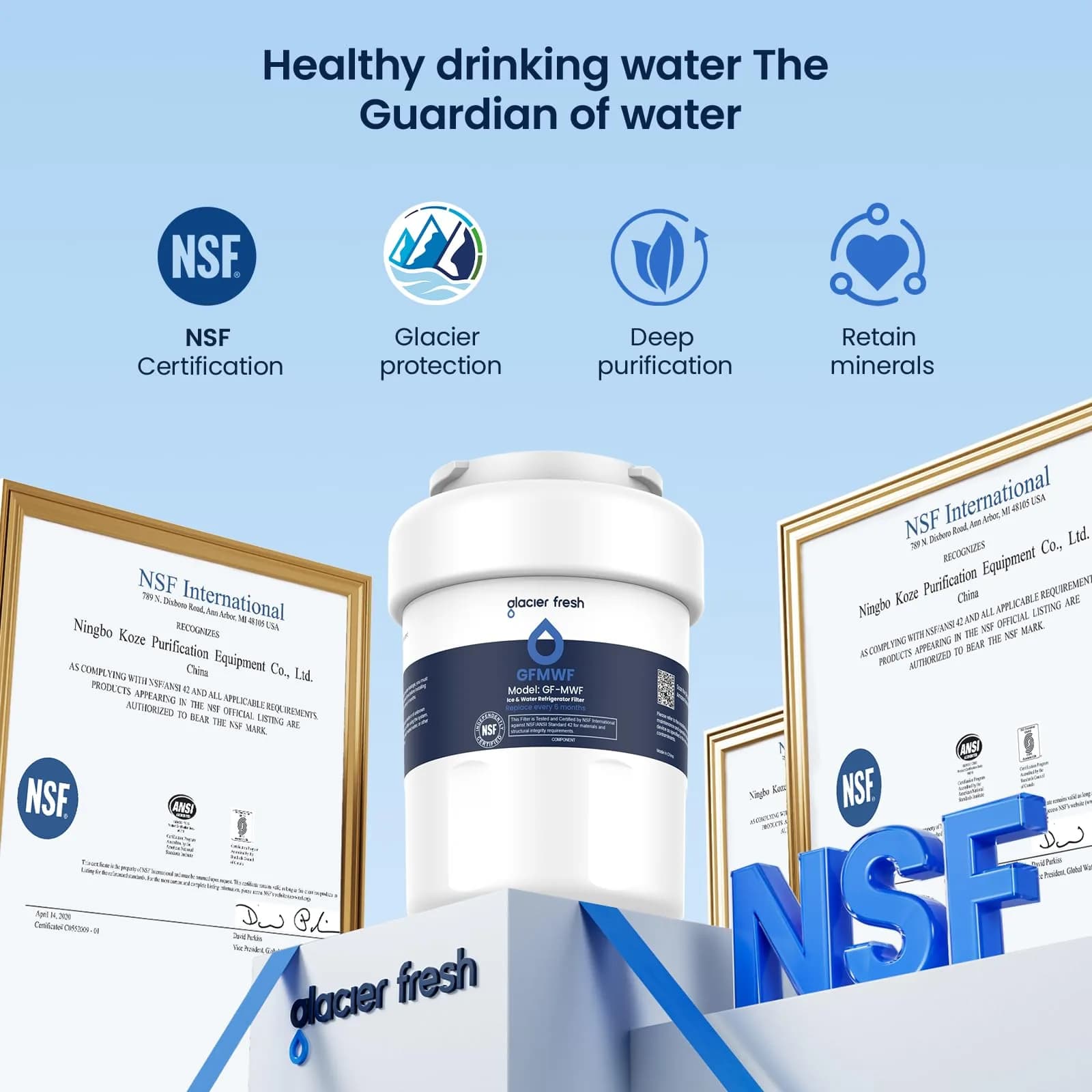 GLACIER FRESH GF-MWF Refrigerator Water Filter 4 Count White | NSF Certified for GE - view 5