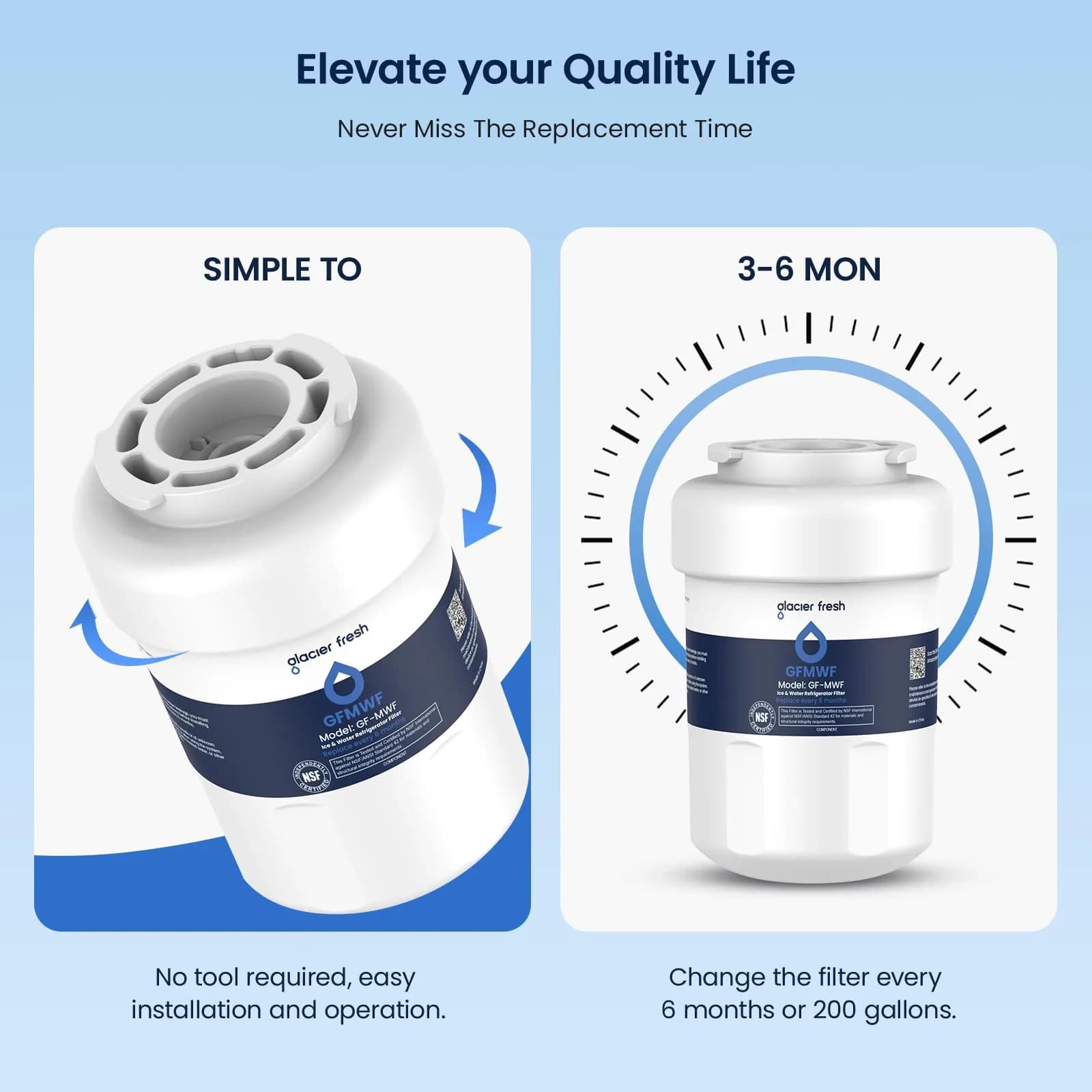 GLACIER FRESH GF-MWF Refrigerator Water Filter 4 Count White | NSF Certified for GE - view 7